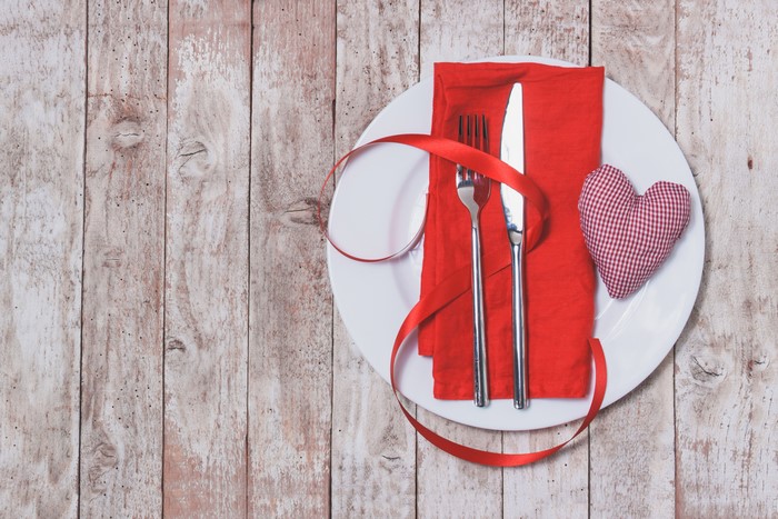 Valentine's Day table setting with heart decoration