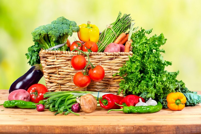 Vegetables in a wicker basket