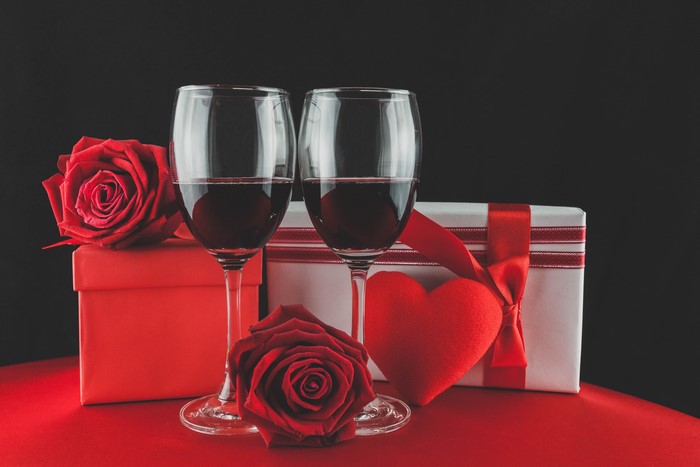 Valentine's Day Wine, Roses, and Gifts