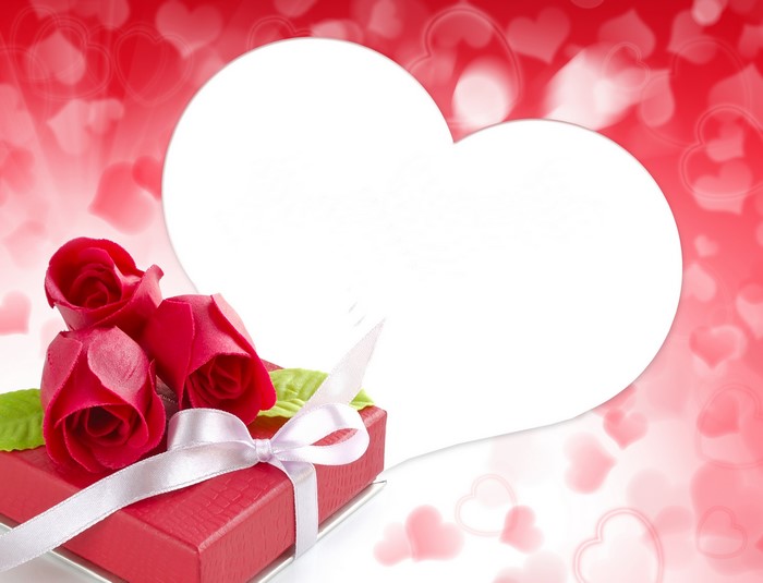 Valentine's Day Red Roses Gift Template Greeting Card