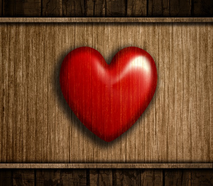 Red Heart on Wood Planks