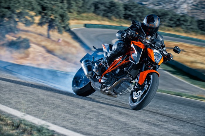 KTM 1290 Super Duke R motorcycle on a race track