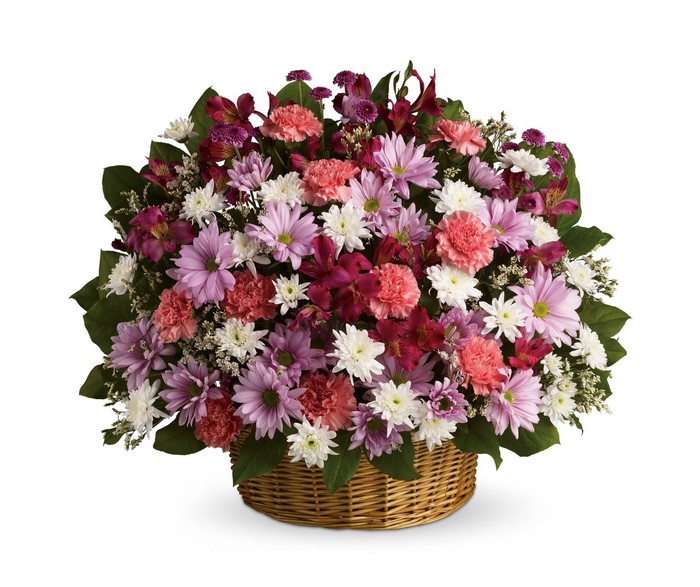 Assorted Flowers in a Wicker Basket