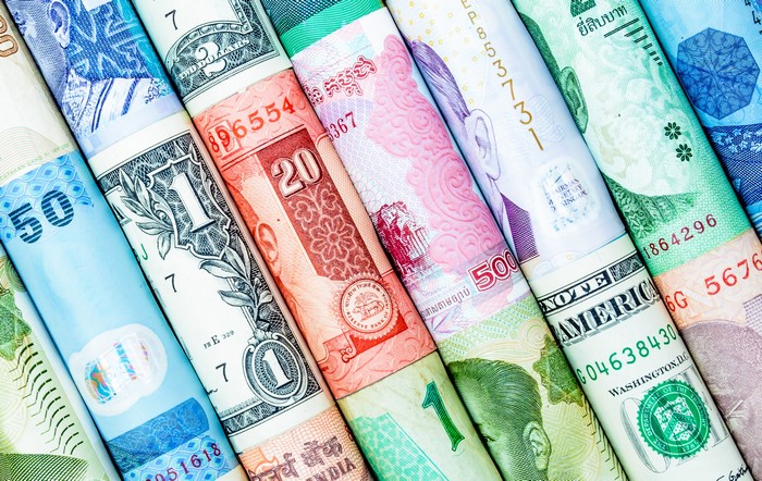 Rolled Banknotes from Various Countries
