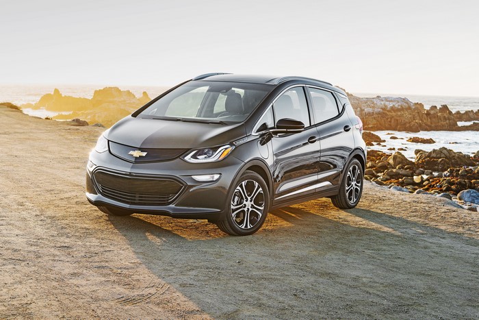 2017 Chevrolet Bolt EV on a rocky coast