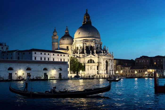 Basilica Santa Maria della Salute at dusk in Venice