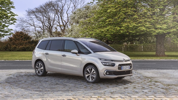 Citroen Grand C4 Picasso parked on cobblestone
