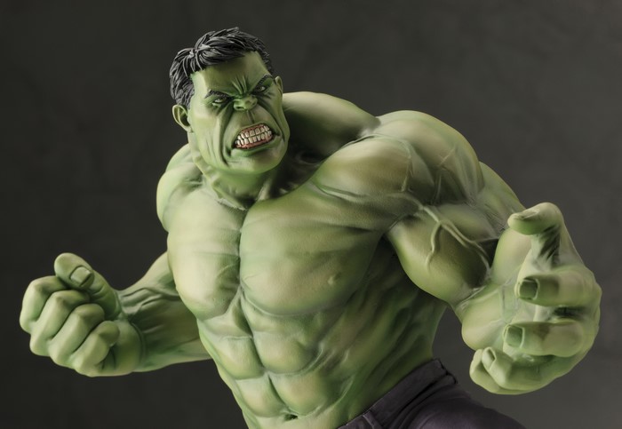 Hulk figurine roaring with clenched fists