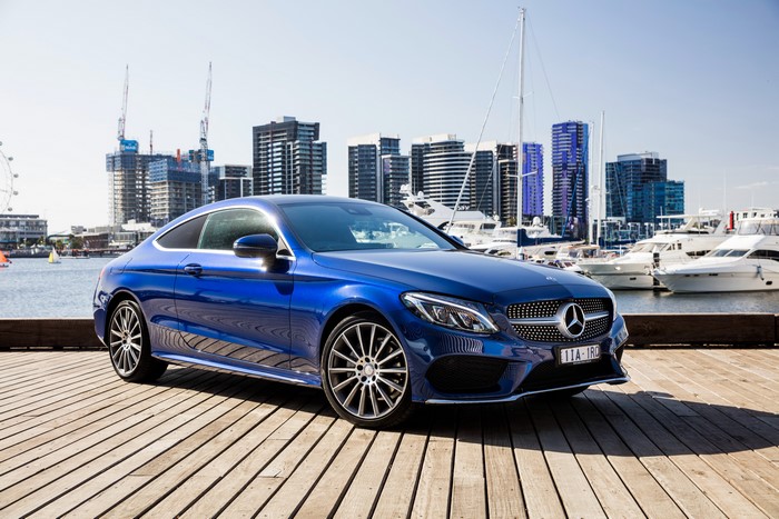 Blue Mercedes-Benz C-Class Coupe AMG C205