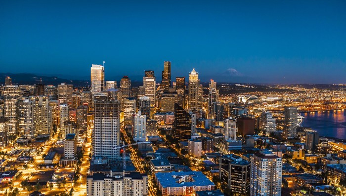 Seattle Skyscrapers at Night