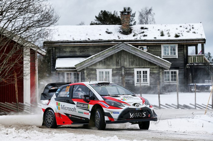Toyota Yaris WRC car on a snowy road