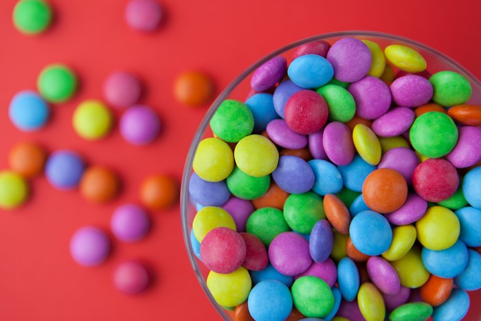 Multicolor candies in a bowl