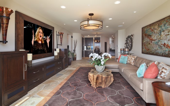 Living room with Adele on TV