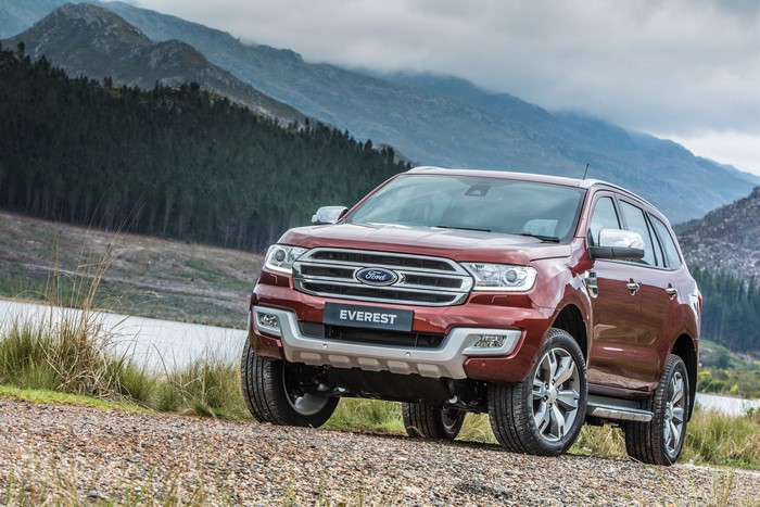 Red Ford Everest SUV on a Gravel Road