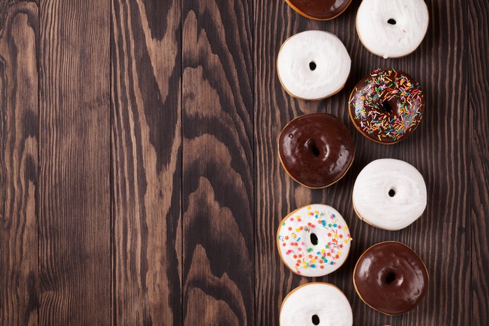 Assorted Donuts on Wood Planks