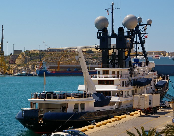 Superyacht Arctic P in a harbor