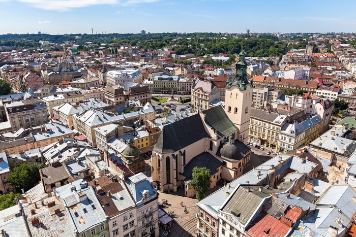 4K Lviv Ukraine Houses From Above