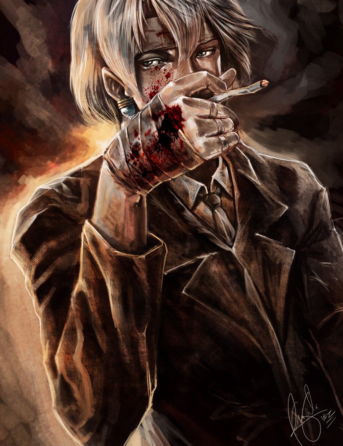 Chrollo Lucilfer with Blood and Cigarette