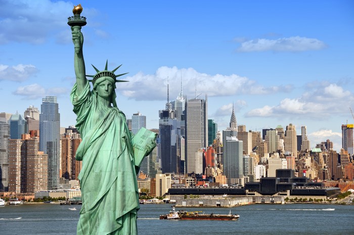 Statue of Liberty and New York City Skyline