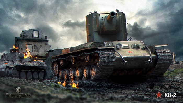KV-2 tank from World of Tanks in a battlefield