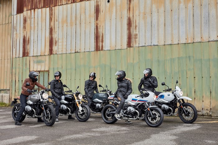 Group of motorcyclists on BMW R nineT motorcycles
