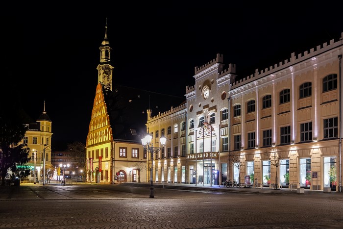 Zwickau Germany Street at Night