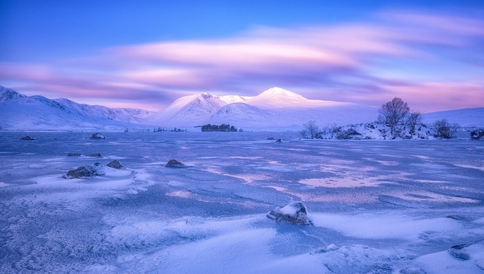Rannoch Moor Scotland Winter Mountains Snow Scenery