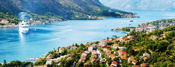 Cruise ship in Boka Kotorska Bay, Kotor, Montenegro