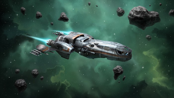 Star Citizen Starship in Asteroid Field