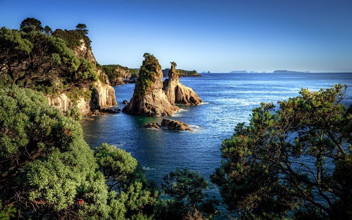 4K Hahei New Zealand Coastline with Sea Stacks