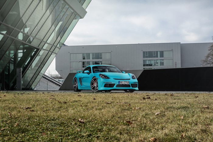 TechArt Porsche 718 Cayman in Light Blue Metallic