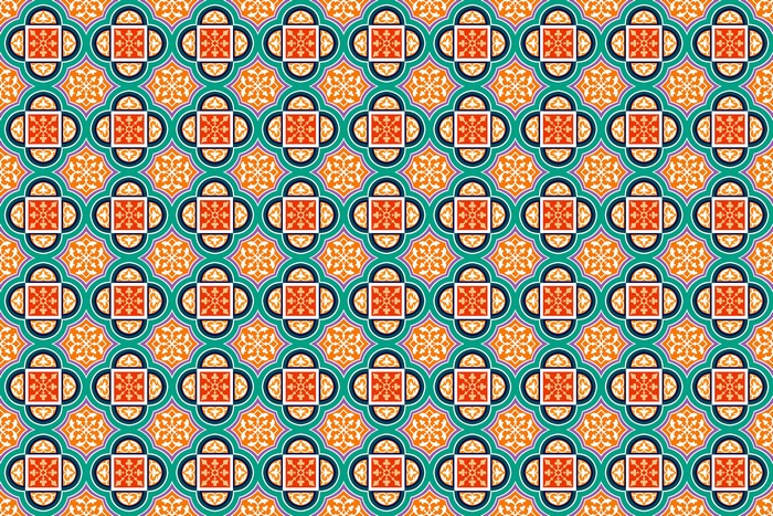 Geometric pattern with floral motifs
