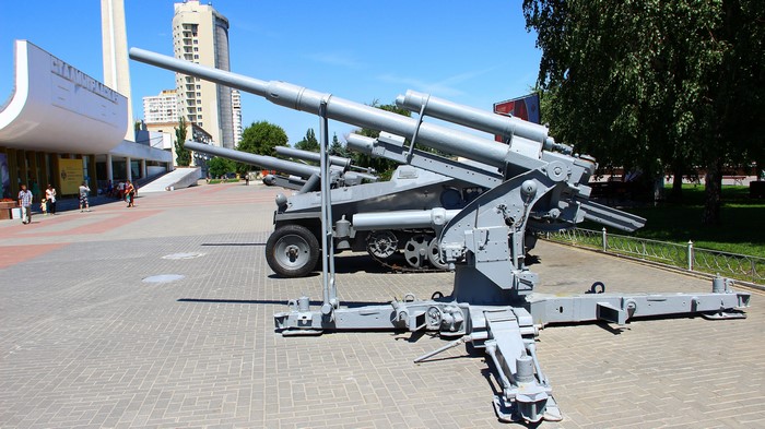 Anti-aircraft cannons at a museum in Volgograd, Russia