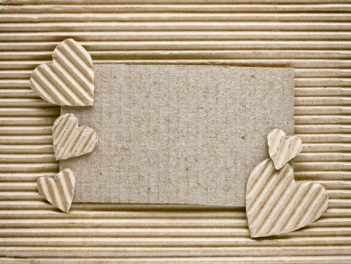 Corrugated Cardboard Hearts and Blank Card