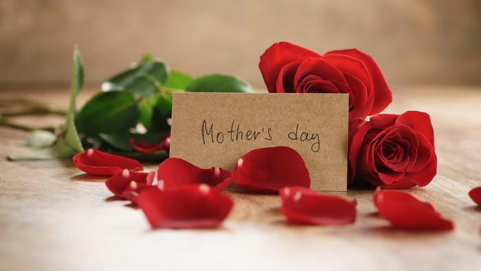 Mother's Day Red Roses and Petals