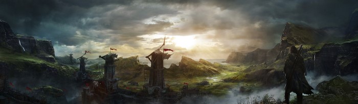 Talion from Middle-earth: Shadow of Mordor overlooking a fortress