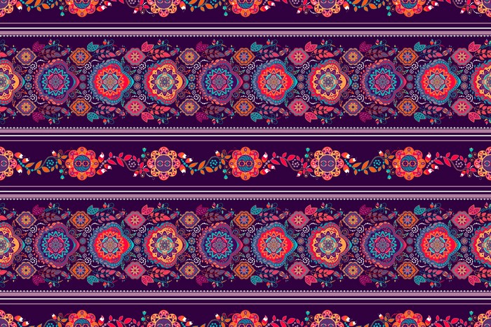 Bohemian floral pattern with stripes