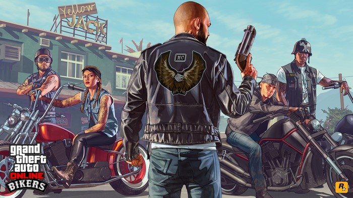 Grand Theft Auto Online Bikers with Pistols and Motorcycles