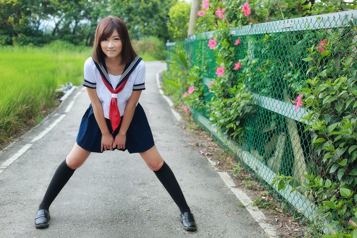 Asian Schoolgirls Brown haired Uniform Beautiful Cute