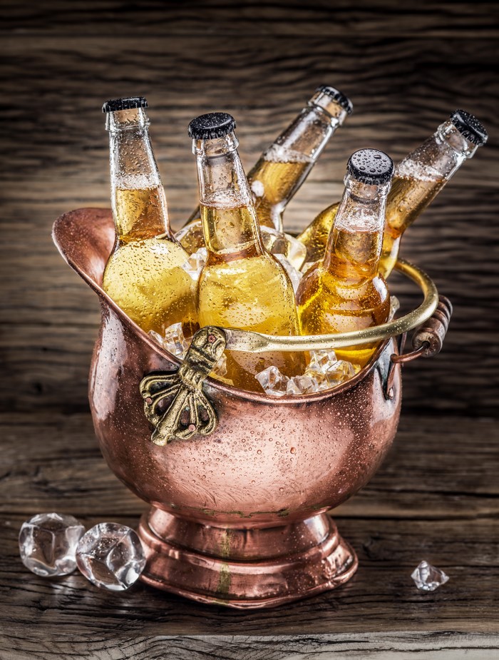 Bottles of Beer in Ice Bucket