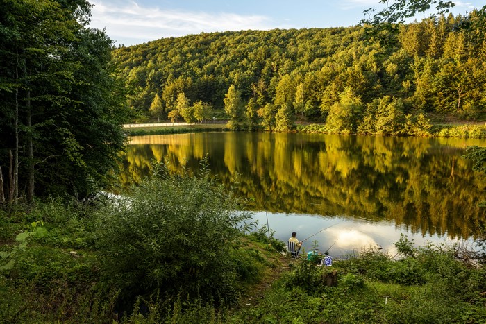 Fishing by a lake in Germany