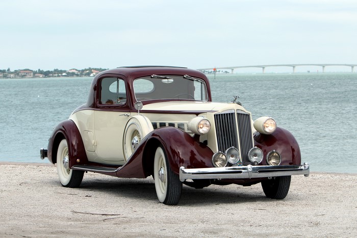 1936 Packard Super Eight Coupe by the water
