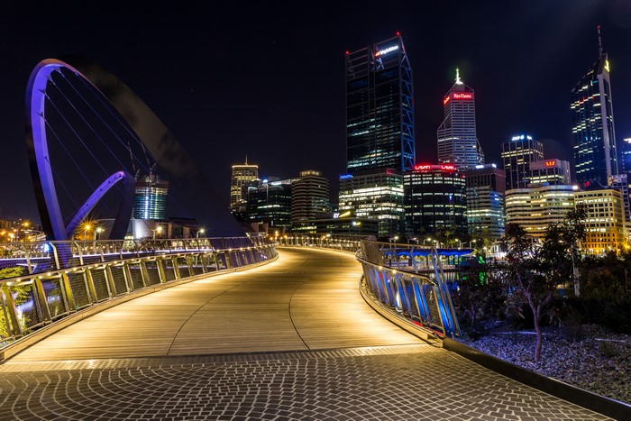 Elizabeth Quay Bridge Perth at Night