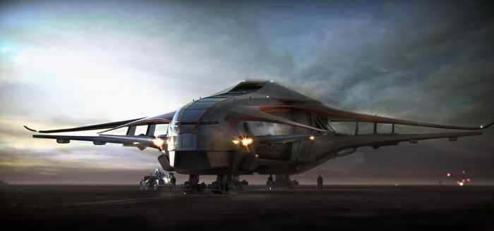 Star Citizen Starship on Landing Pad
