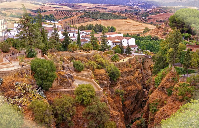 Andalusia Ronda Spain Houses Fields Crag