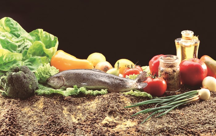 Fish, Vegetables, Apples, Spices, and Oil