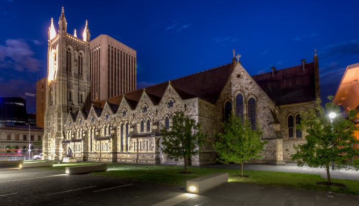 4K Church in Adelaide, Australia at Night
