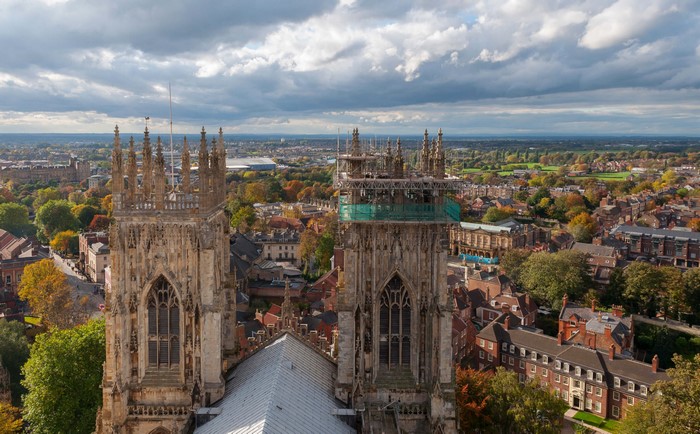York Minster and cityscape from above