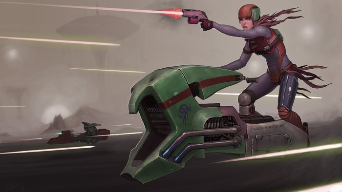 Star Wars Speeder Bike Warrior Firing Pistol