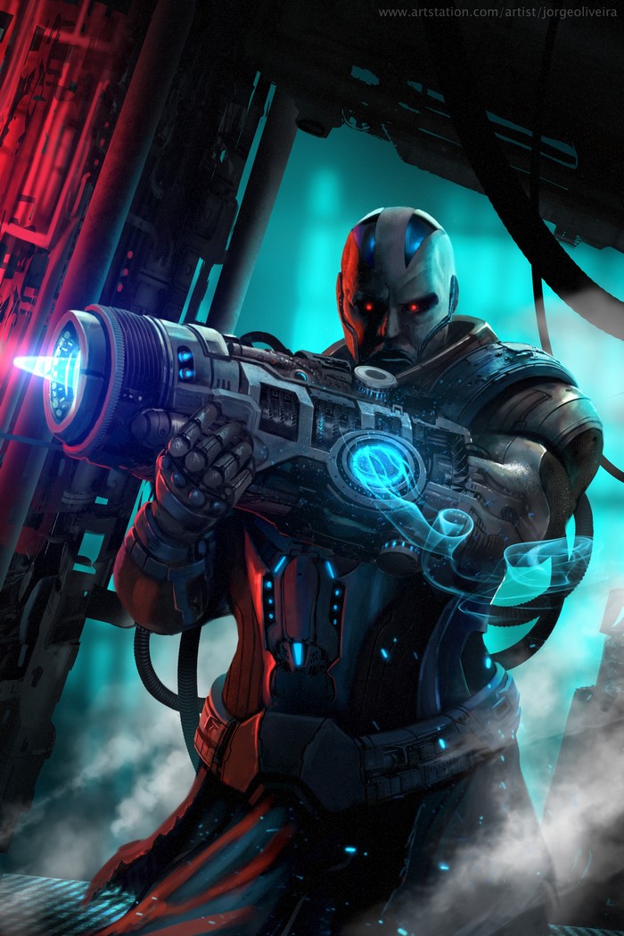 Cyborg Warrior with Energy Weapon